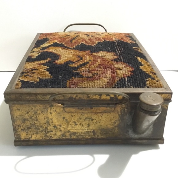 Vintage unique French foot warmer with tapestry - Picture 5 of 13